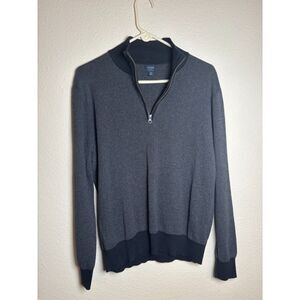 Jcrew mens chevron print quarter zip size M black and grey